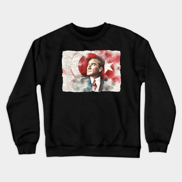 Ataturk Turkish Flag Crewneck Sweatshirt by Tuwegl